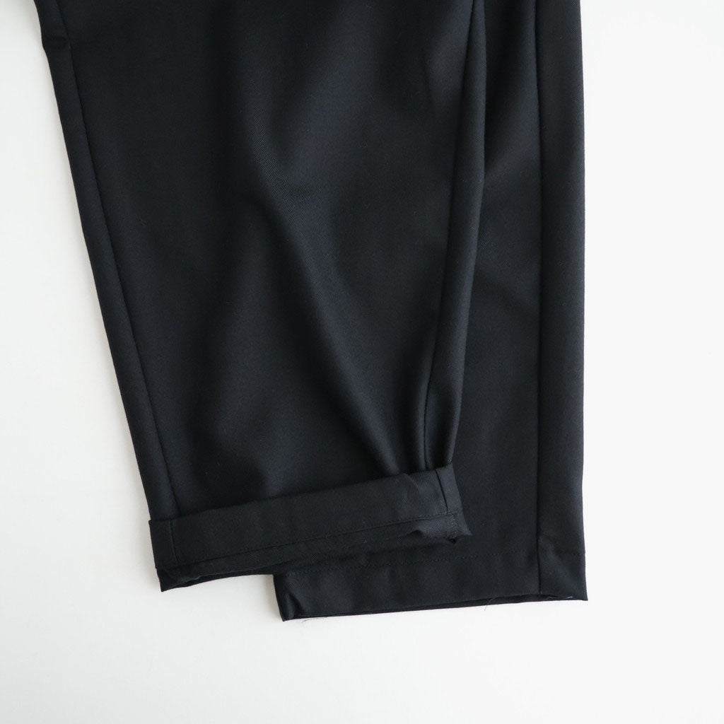 WOOL SERGE 2TUCK TAPERED EASY PANTS #9900 BLACK [GNMDS2501WS]