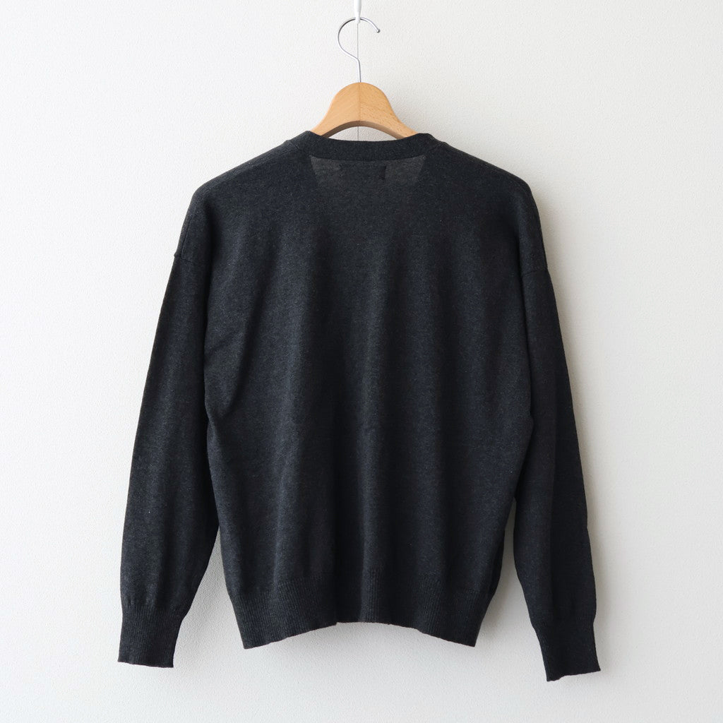 14GG 2PLY PLAIN STITCH COTTON/WOOL/CASHMERE V-NECK CARDIGAN #9800 CHARCOAL [GNSL25531]