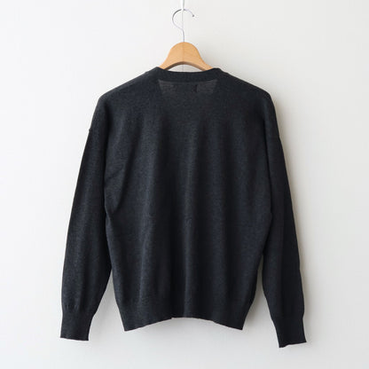 14GG 2PLY PLAIN STITCH COTTON/WOOL/CASHMERE V-NECK CARDIGAN #9800 CHARCOAL [GNSL25531]