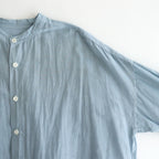 G.D COTTON SILK STAND COLLAR LONG SHIRT #Sax [no.7366]