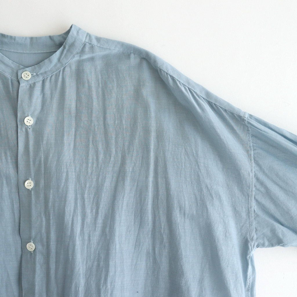 G.D COTTON SILK STAND COLLAR LONG SHIRT #Sax [no.7366]