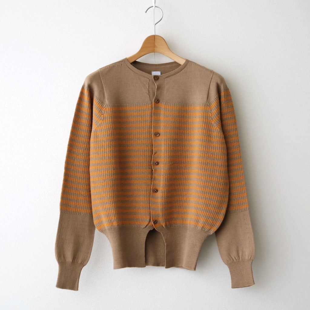 Stripe Cardigan #Beige x Orange [Oni067]