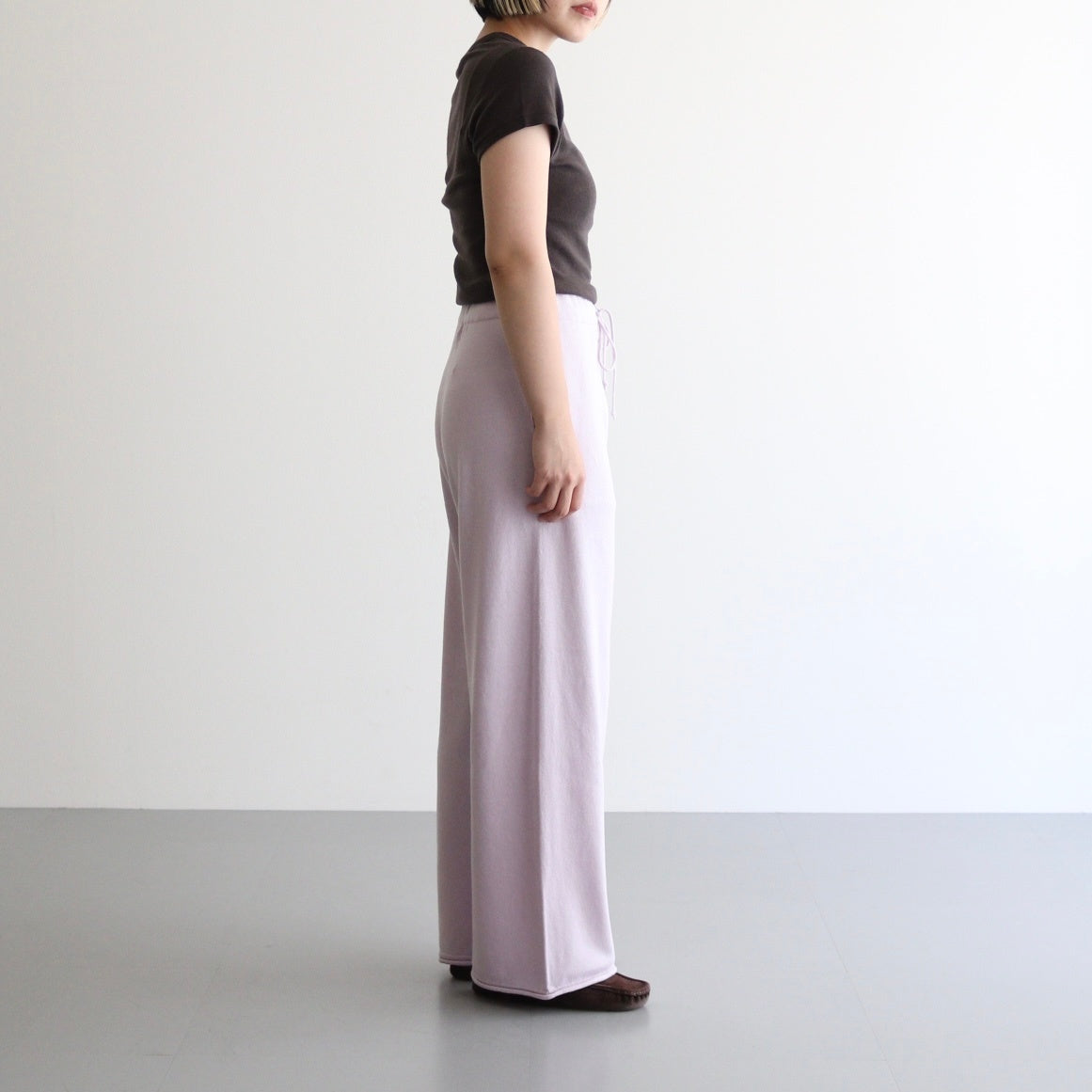 brushed silk cotton wide straight pants #lilac [WVFL-UW103]