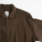AUTO LOOM LINEN/COTTON PLAIN OVERDYE OPEN COLLAR S/SL SHIRTS #8960 C.BROWN [IMDSH2612LCD]