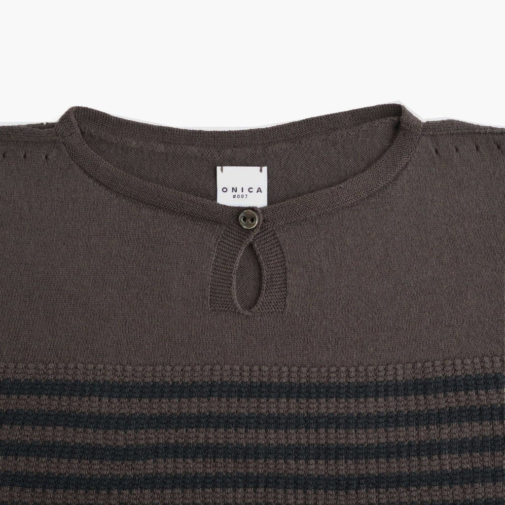 Stripe Long-sleeved Tee #Brown x Black [Oni068]