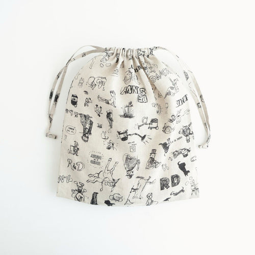 GRAFFITI DRAWSTRING BAG (L) #Flax [no.7959]
