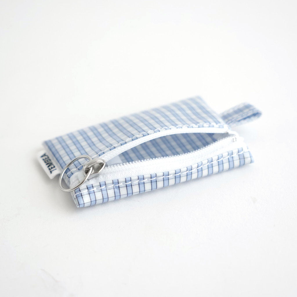 FLAT POUCH MINI #CHECK LT-BLUE [TMB-2352A]
