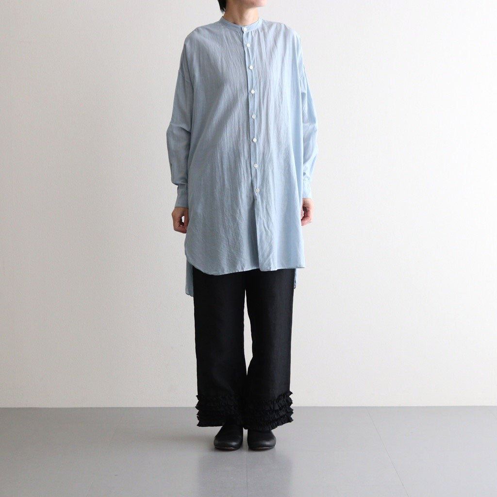G.D COTTON SILK STAND COLLAR LONG SHIRT #Sax [no.7366]