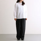 60s ORGANIC CAMBRIC WITH EMB BANDED COLLAR EMB SHIRT #9000 WHITE [NMDS26221]