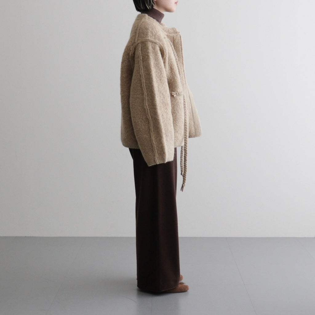 馬海毛與設得蘭羊毛混紡超大圈針織外套 #駝色 [WVFL-UW130]