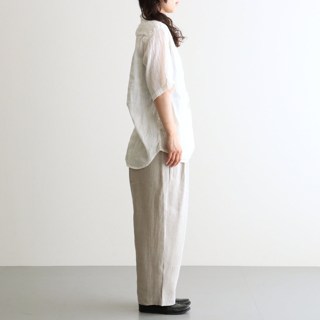 AUTO LOOM LINEN/COTTON PLAIN OVERDYE OPEN COLLAR S/SL SHIRTS #9000 WHITE(WASHED) [IMDSH2612LCD]