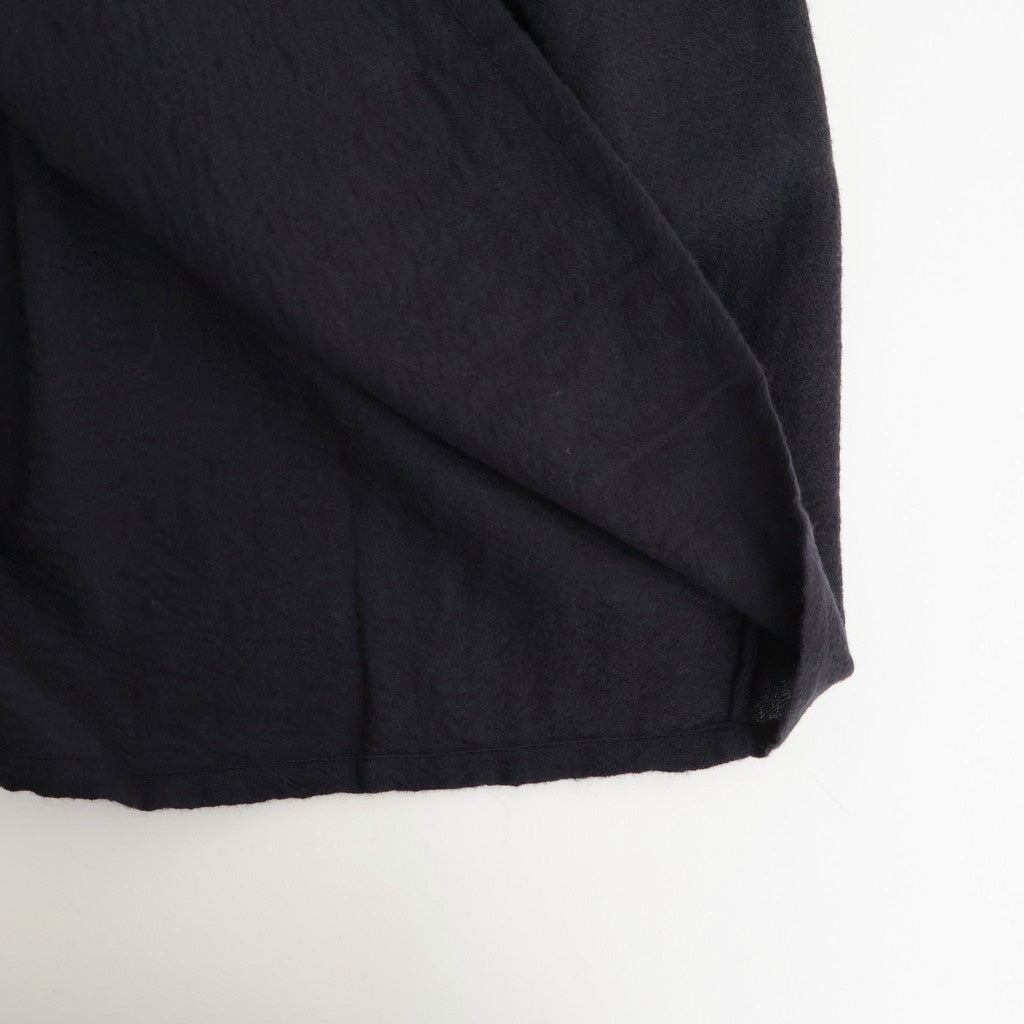 BOILED WOOL PLAIN CREW NECK EMB DRESS #3900 NAVY [NMDS25604]