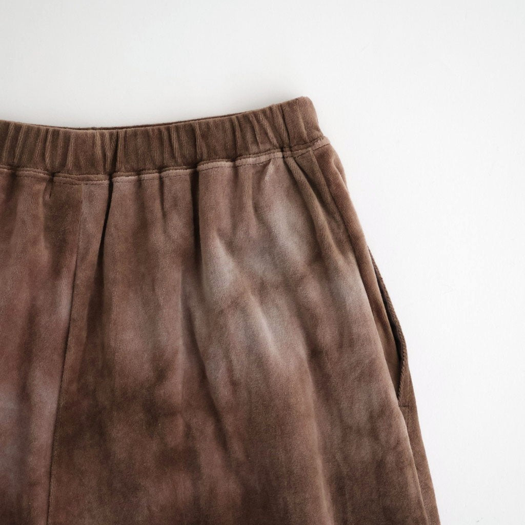 tie-dyed cotton velour flared skirt #cocoa brown × gray [WXFL-UW117]