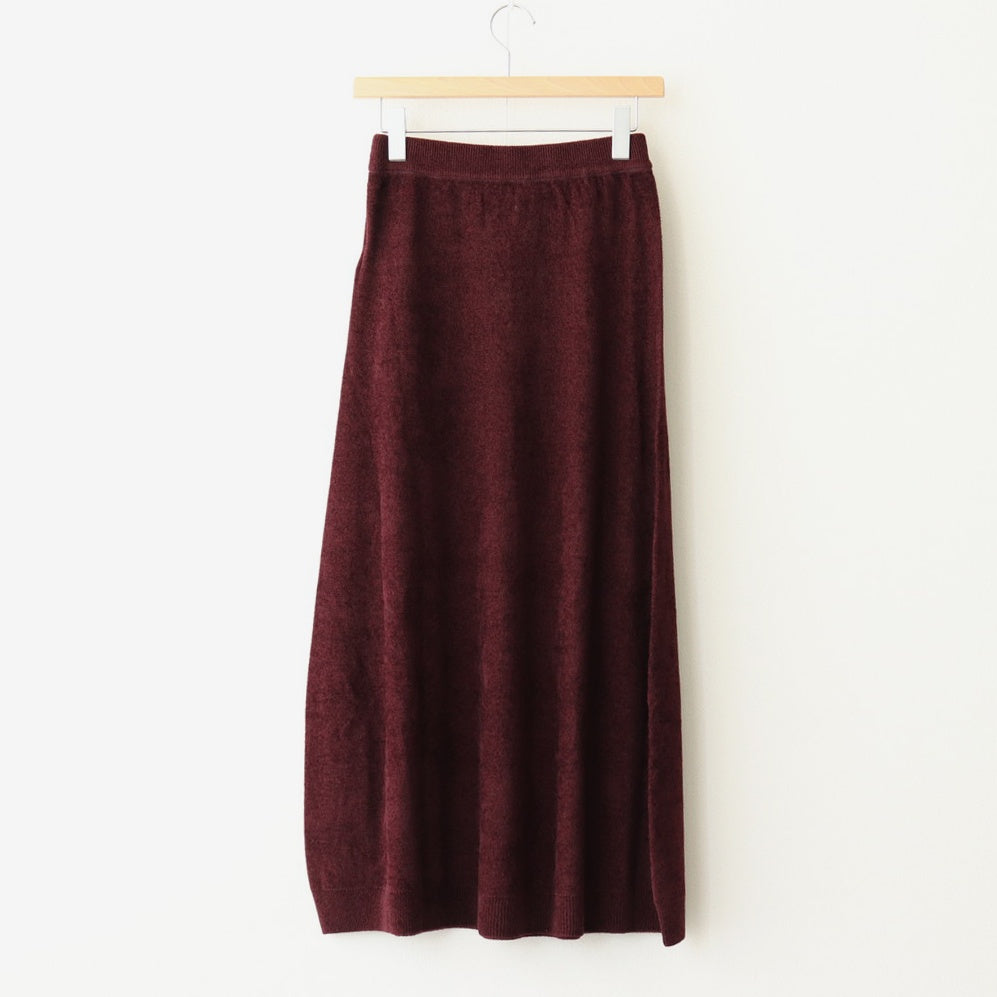 ex.superfine lambs wool & rayon mole skirt #burgundy [WVFL-UW110]