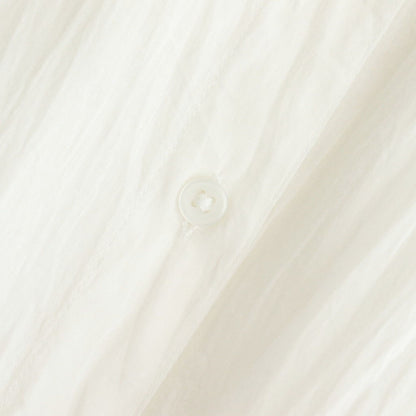 80s COTTON VOILE PLAIN BANDED COLLAR GATHER SHIRT #9100 OFF WHITE [NSL25041]