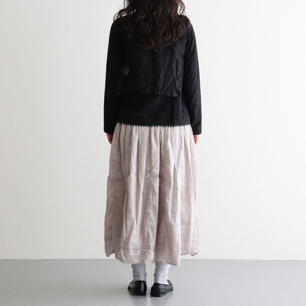 60s AUTOLOOM LINEN/COTTON PLAIN OVERDYE GATHERED SKIRT #940D D.GREY [INMDS26012D]