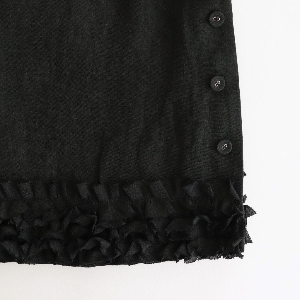 FRILL DECOLATION BUTTON BIB #Black [no.7316]