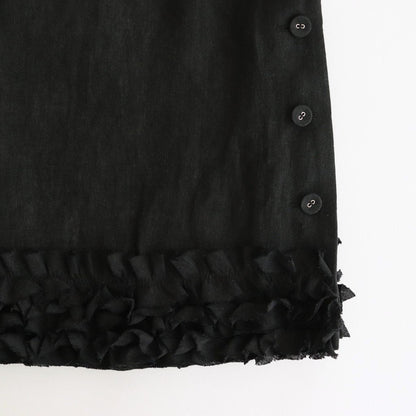 FRILL DECOLATION BUTTON BIB #Black [no.7316]