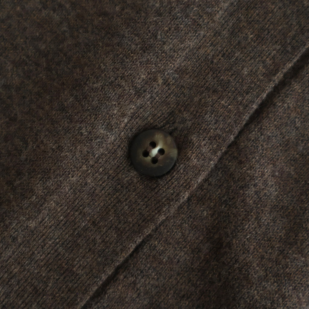 14GG 2PLY PLAIN STITCH COTTON/WOOL/CASHMERE V-NECK CARDIGAN #8600 BROWN [GNSL25531]