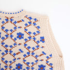 Panier de fleurs no sleeve cardigan #blue [mdm02-11]