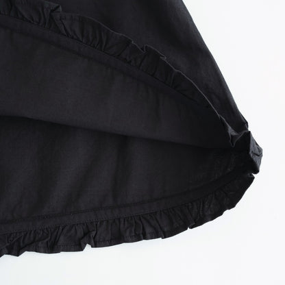 40s POPLIN PLAIN HEM FRILL BACK OPENING SMOCK #9900 BLACK [NSL25543]