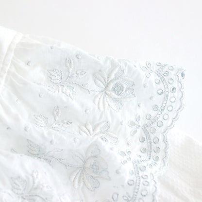 日日夜夜：Wide lace collar smock blouse #off white [13251-05107]