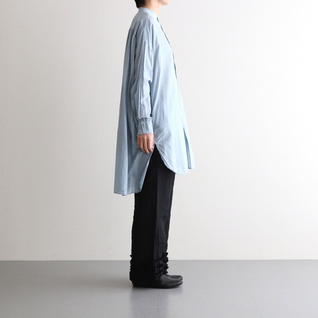 G.D COTTON SILK STAND COLLAR LONG SHIRT #Sax [no.7366]