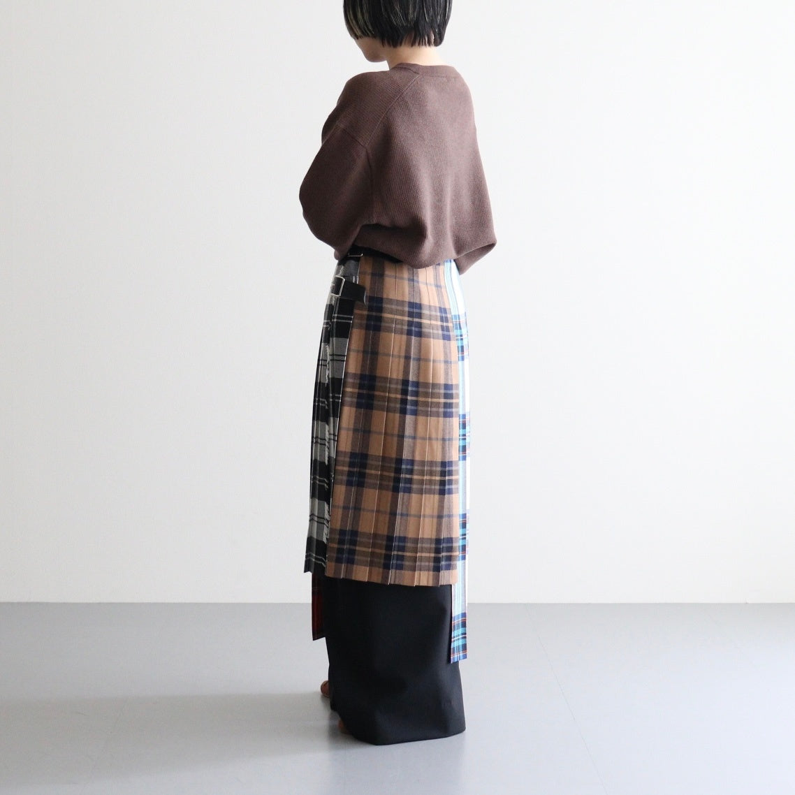 O'NEIL OF DUBLIN × UNFIL 】worsted wool asymmetry kilt skirt