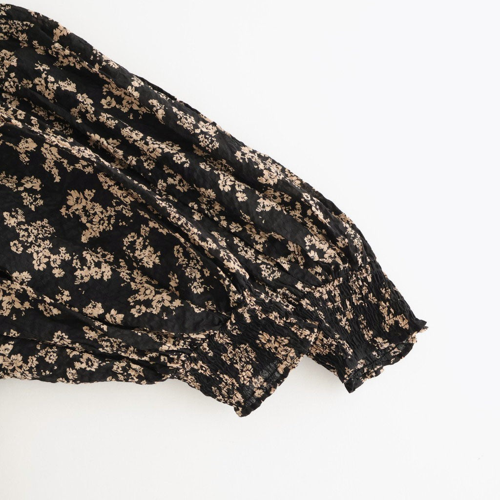 フラワープリント/ナチュラルタイプライター バンドカラーシャーリングBL #021 ウェーブフラワーモカ [PA260BL029]