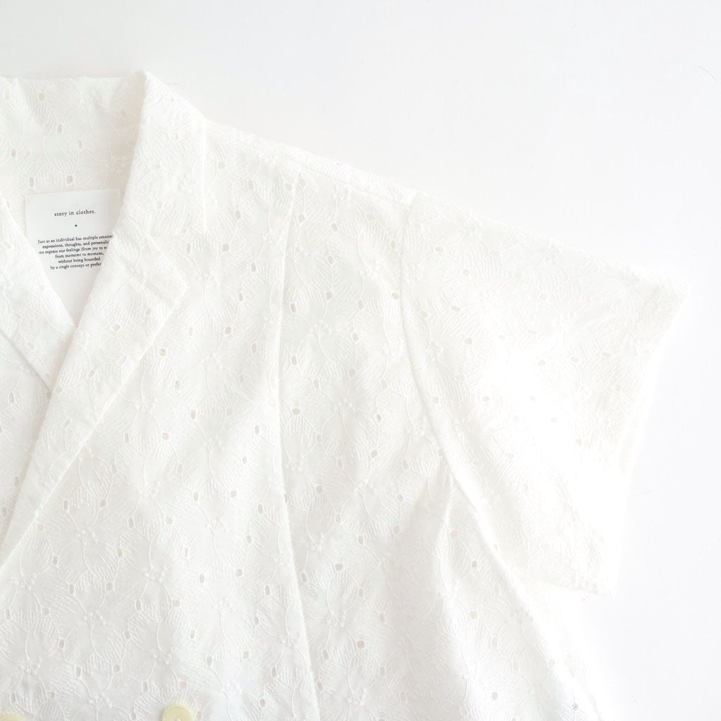 ⼼の花苑 Open-collar cropped overshirt #white [TLF-226-SH007-ec]