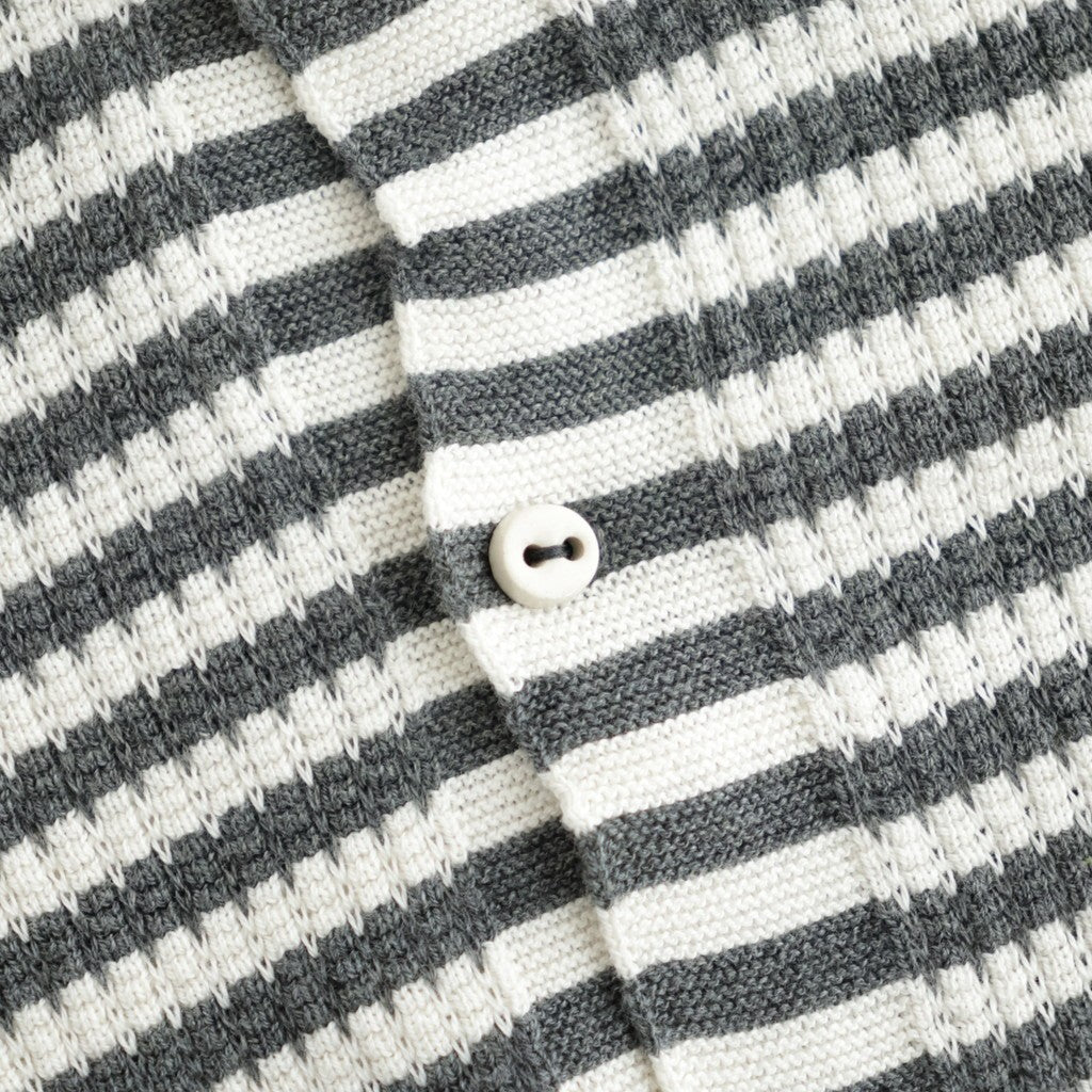 Stripe Cardigan #Grey x Ecru [Oni067]