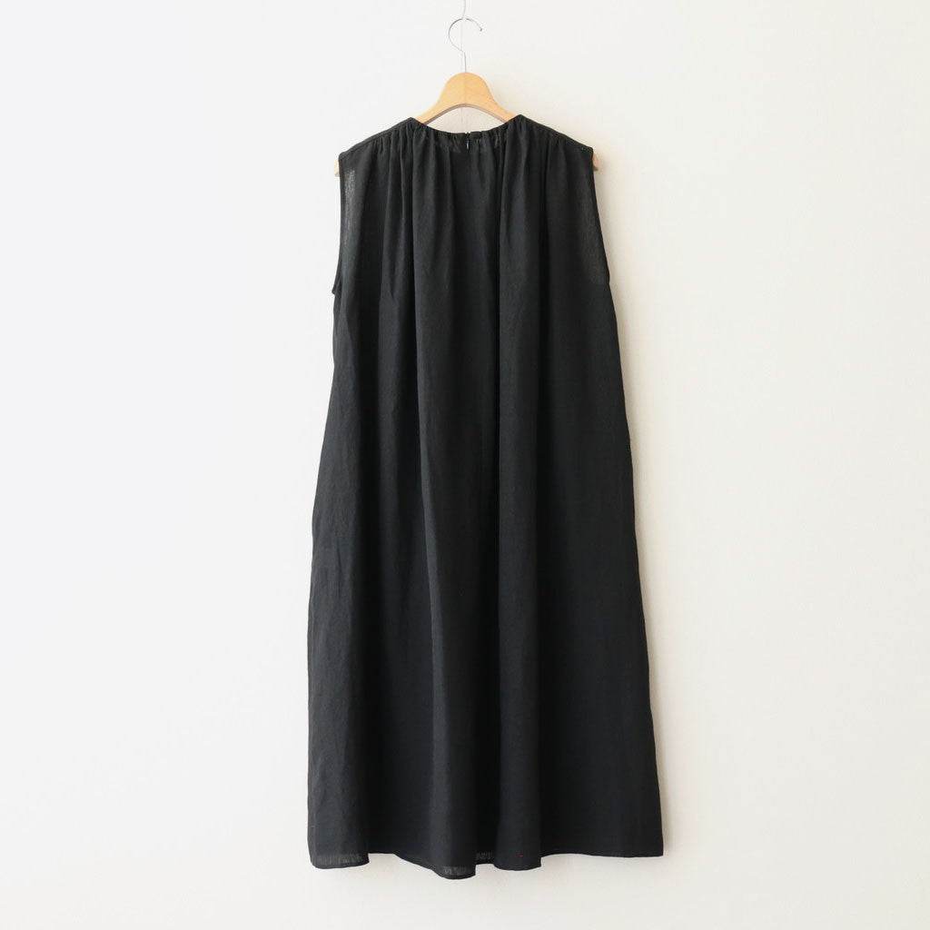 DENSELY LINEN GATHER DRESS #Black [no.7310]