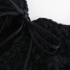 夜を紡ぐ Knitted fringe vest #black [TLF-126-hkn002]