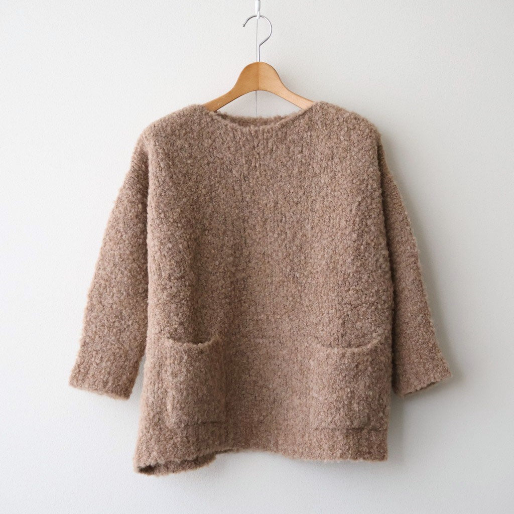 3GG BOUCLE CREW NECK PULLOVER WITH POCKET #8380 BEIGE [CNMDS2562A]