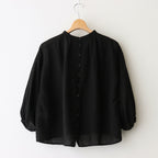 LINEN HEMP SMOCK BLOUSE #Black [no.7421]