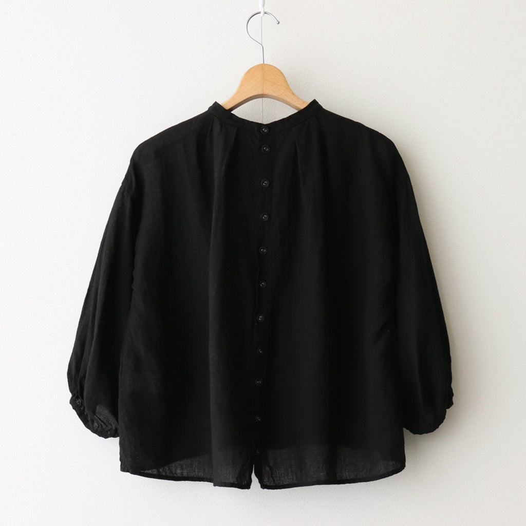 LINEN HEMP SMOCK BLOUSE #Black [no.7421]