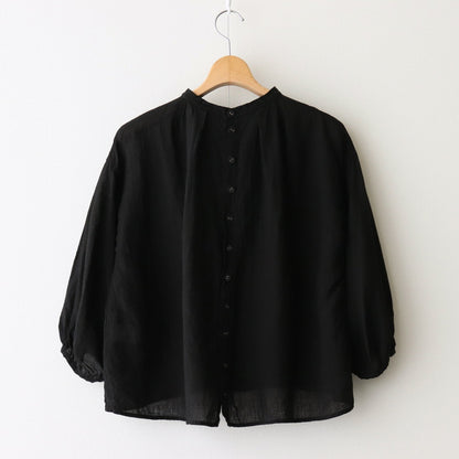 LINEN HEMP SMOCK BLOUSE #Black [no.7421]