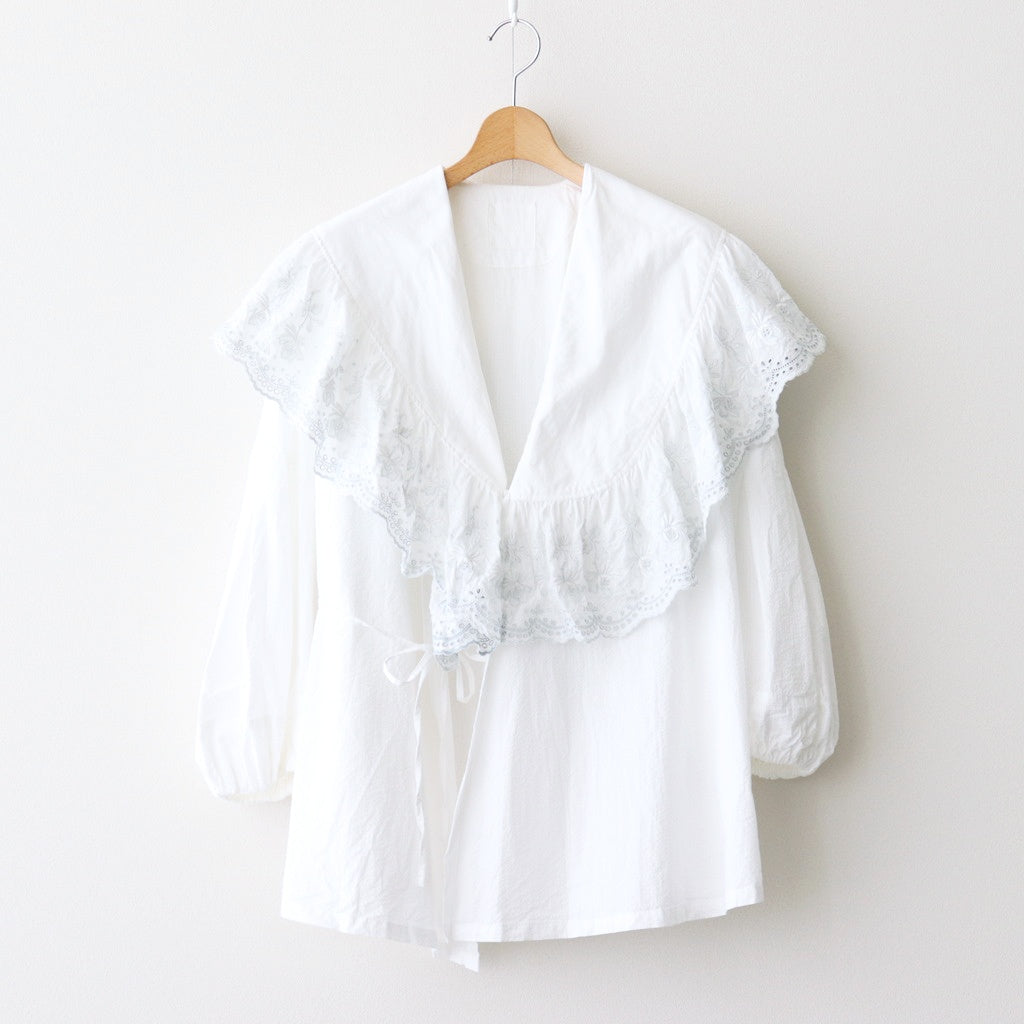 日日夜夜：Wide lace collar smock blouse #off white [13251-05107]