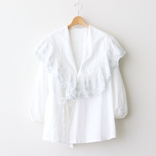 日日夜夜：Wide lace collar smock blouse #off white [13251-05107]