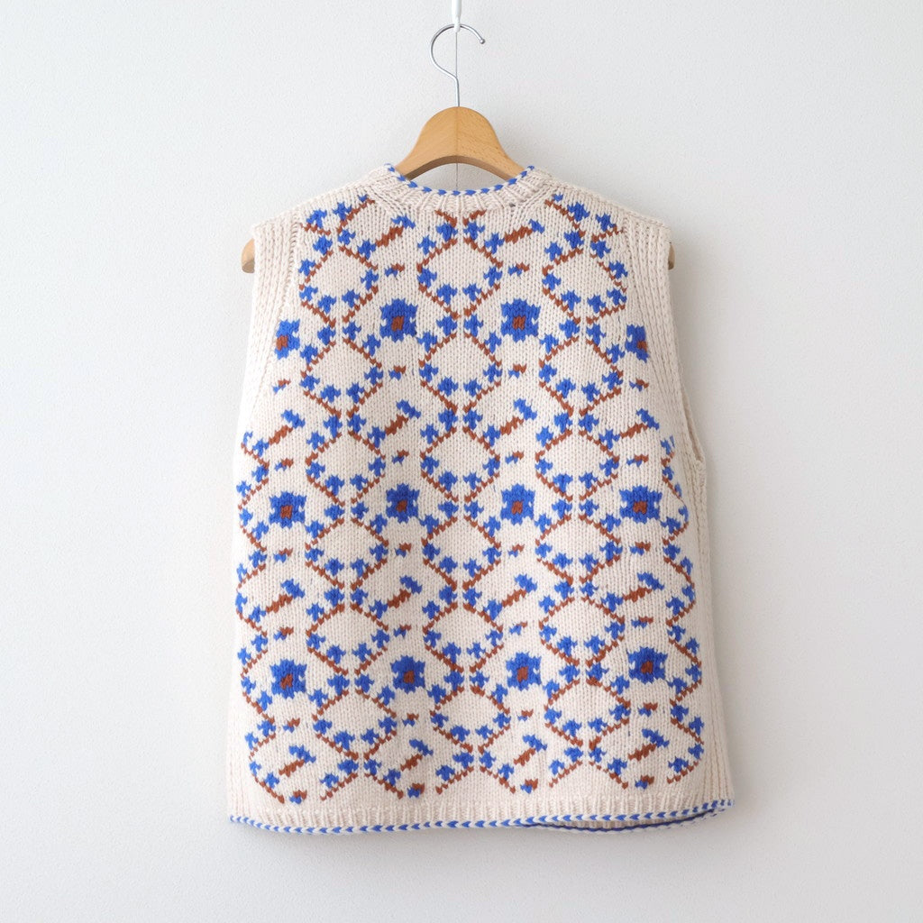 Panier de fleurs no sleeve cardigan #blue [mdm02-11]