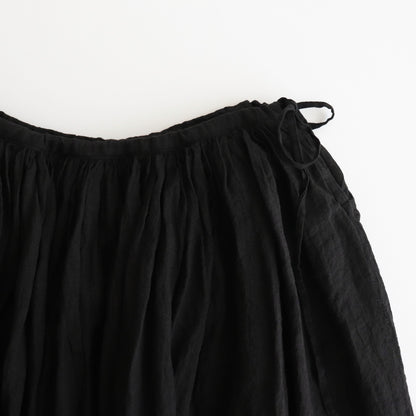 LINEN HEMP GATHER SKIRT #Black [no.7424]