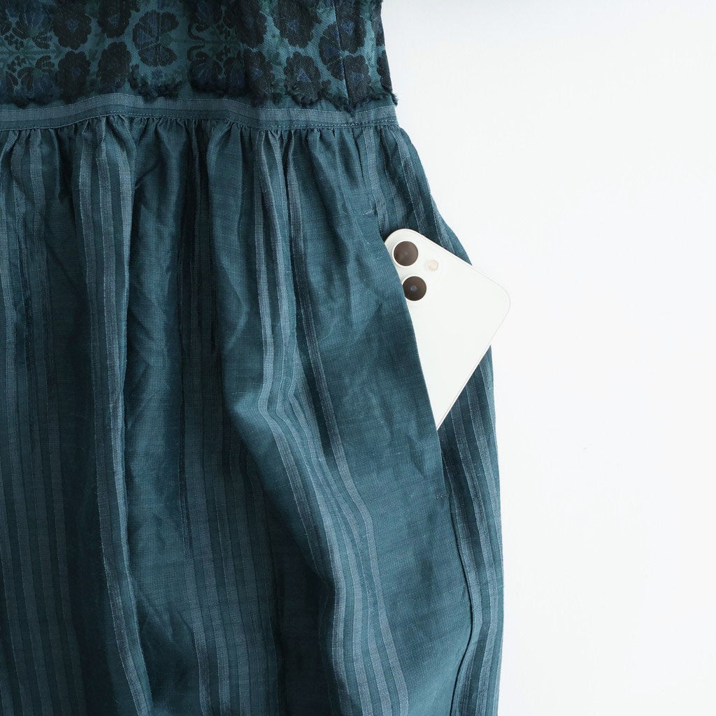 一瞬の花：Gathered dress #abyssal blue [11261-10111]