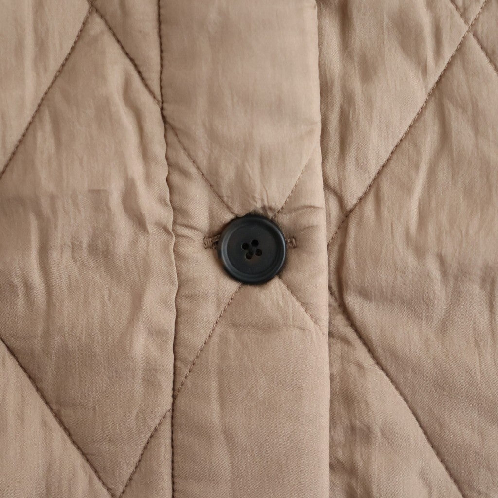 BANGALORE SILK PLAIN PADDED C-NECK SHORT COAT #8400 DK BEIGE [NMDS26551]