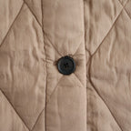 BANGALORE SILK PLAIN PADDED C-NECK SHORT COAT #8400 DK BEIGE [NMDS26551]