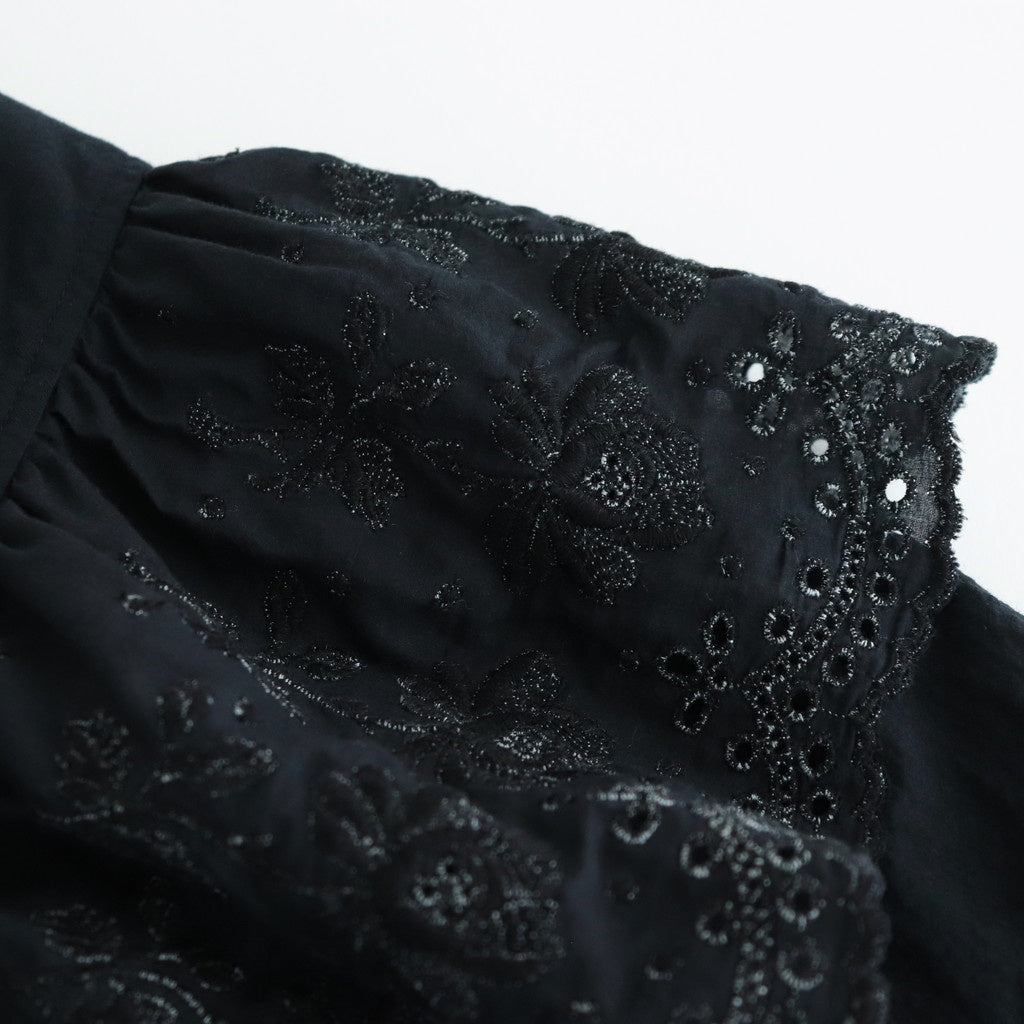 日日夜夜：Wide lace collar smock blouse #black [13251-05107]