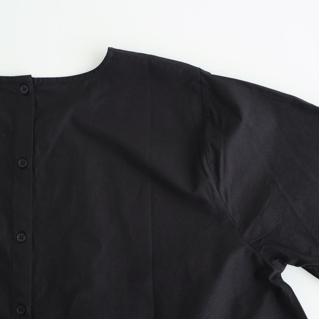 40s POPLIN PLAIN HEM FRILL BACK OPENING SMOCK #9900 BLACK [NSL25543]