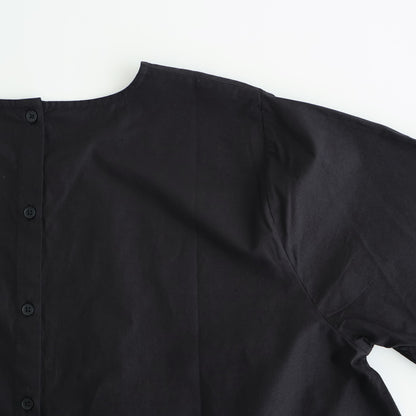 40s POPLIN PLAIN HEM FRILL BACK OPENING SMOCK #9900 BLACK [NSL25543]