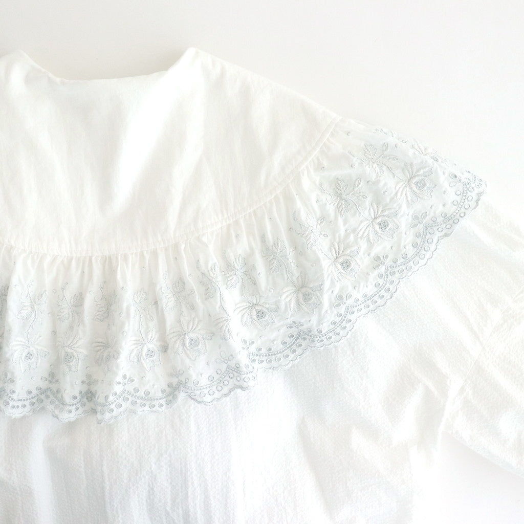 日日夜夜：Wide lace collar smock blouse #off white [13251-05107]