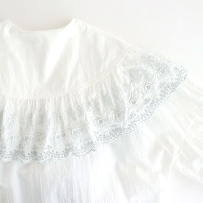日日夜夜：Wide lace collar smock blouse #off white [13251-05107]