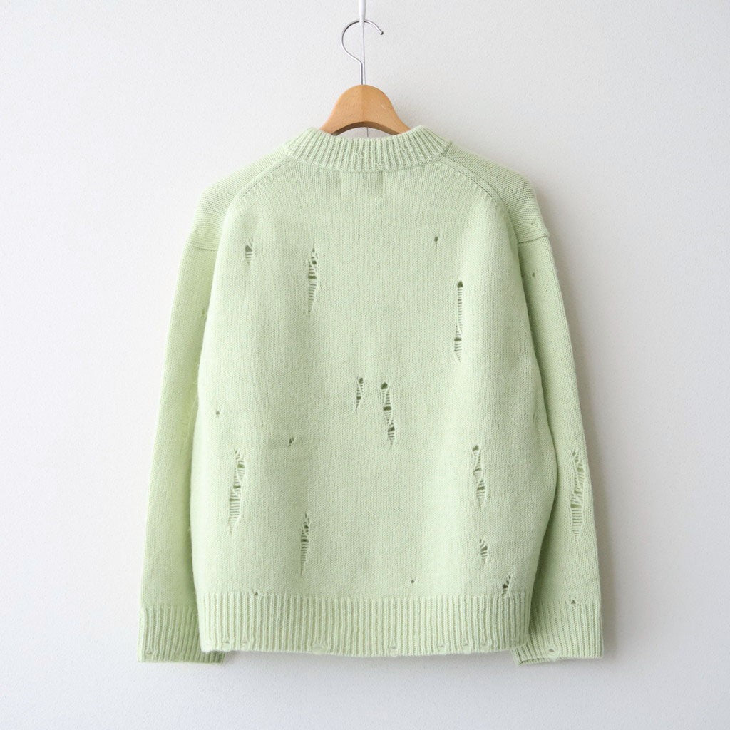 royal baby alpaca damage pattern-knit P/O #light melon green [WXFL-UW130]